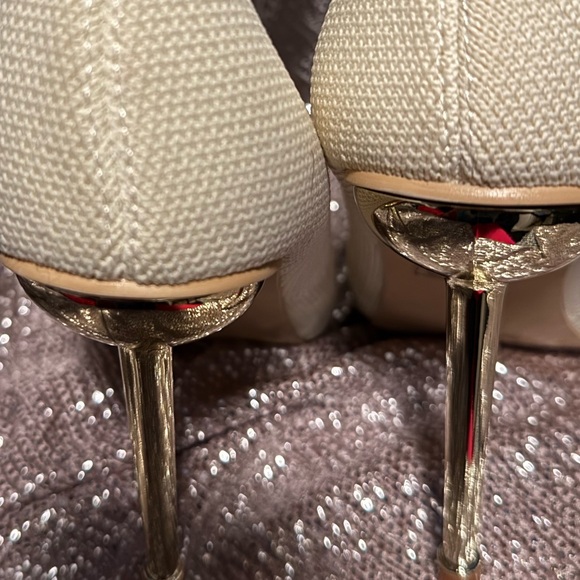 🌟HOST Pick🌟 NWOT Cuccoo, Size 40 9 Ivory White Cream Gold Stiletto Sock Boots - Picture 11 of 16